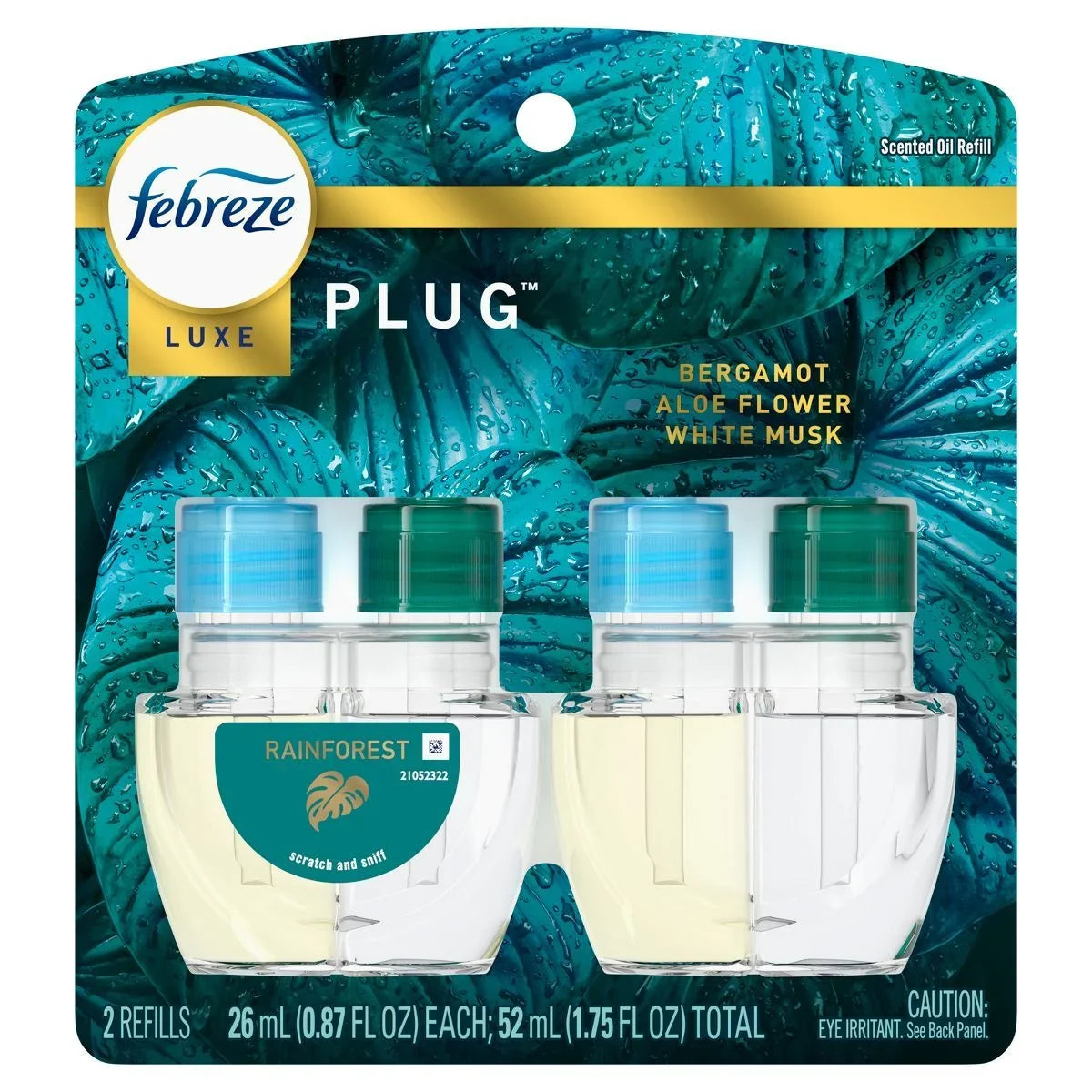 2X - Febreze Luxe Plug Dual Refill Air Freshener Rainforest - 1.75 fl oz/2ct
