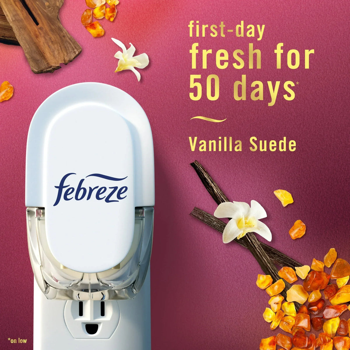 ( 4 Pack ) Febreze Plug In Air Freshener, Odor-Fighting Scented Oil Refill, Vanilla Suede Scent, 2 Refill
