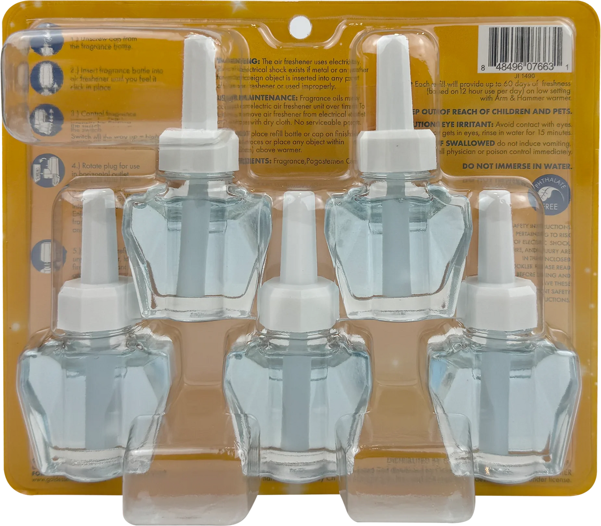 Arm & Hammer Plug-In Scented Oil Air Freshener Refill, Ocean Breeze, 3.55 fl oz, 5-Pack