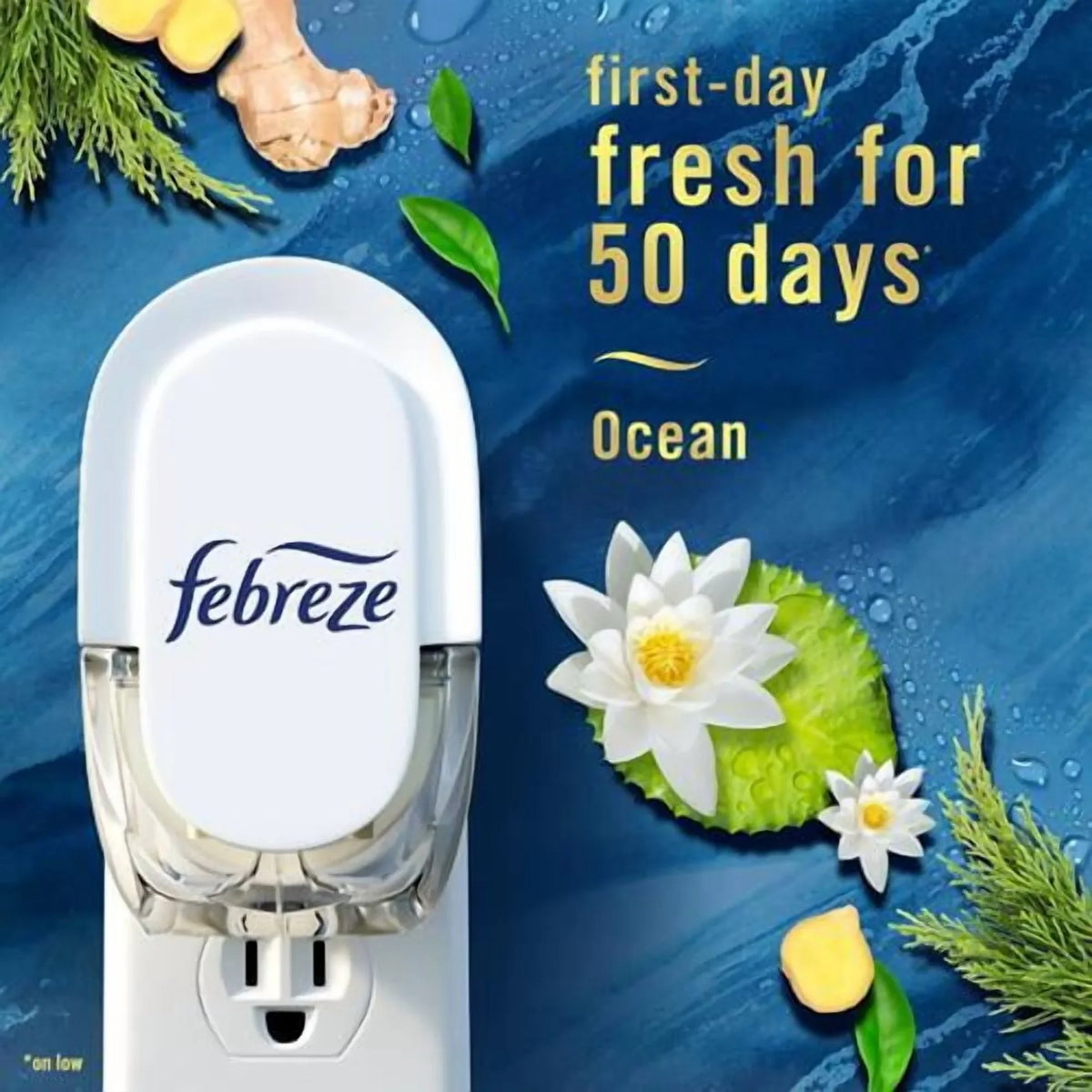 Febreze Plug In Air Freshener, Odor-Fighting Scented Oil Refill, Air Fresheners For Home And Bathroom And Kitchen, Long Lasting For Strong Odors, Ocean Scent, 0.87Oz Refills, 3 Count - Pack of 2