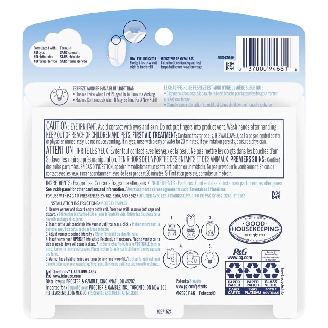 Febreze Plug In Air Freshener, Odor-Fighting Oil Refill, Downy April Fresh, 2 Refills