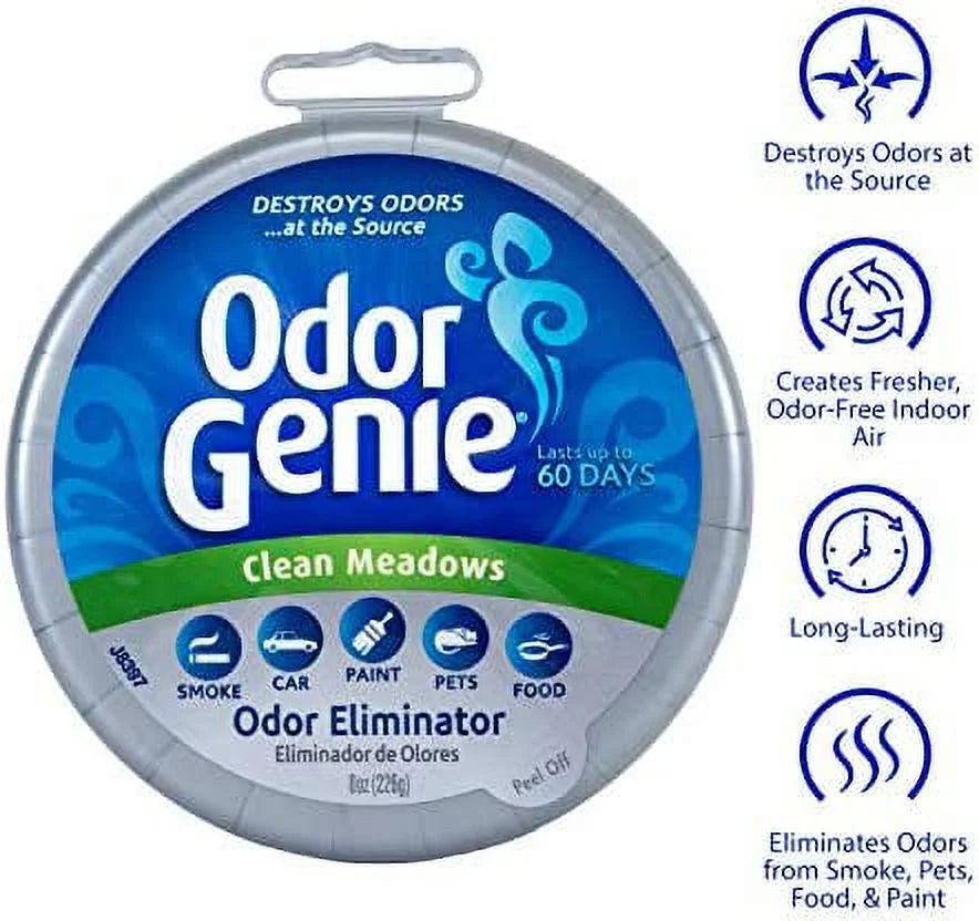 Odor Genie Odor Eliminator with Clean Meadows Fragrance, 8 oz. – Neutralizes Unpleasant Smells and Odors, for Indoor Use