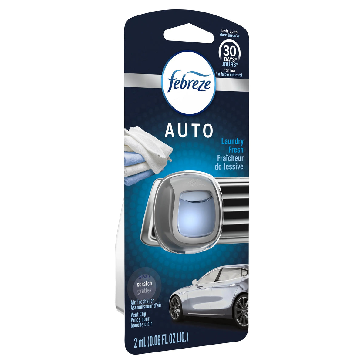 Febreze Auto Odor-Eliminating Car Freshener Vent Clip, Laundry Fresh, 06 oz