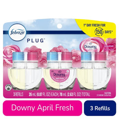 Febreze Plug In Air Freshener Odor-Fighting Scented Oil Refill Downy April Fresh Scent Refills 3 ct - 5 Pack