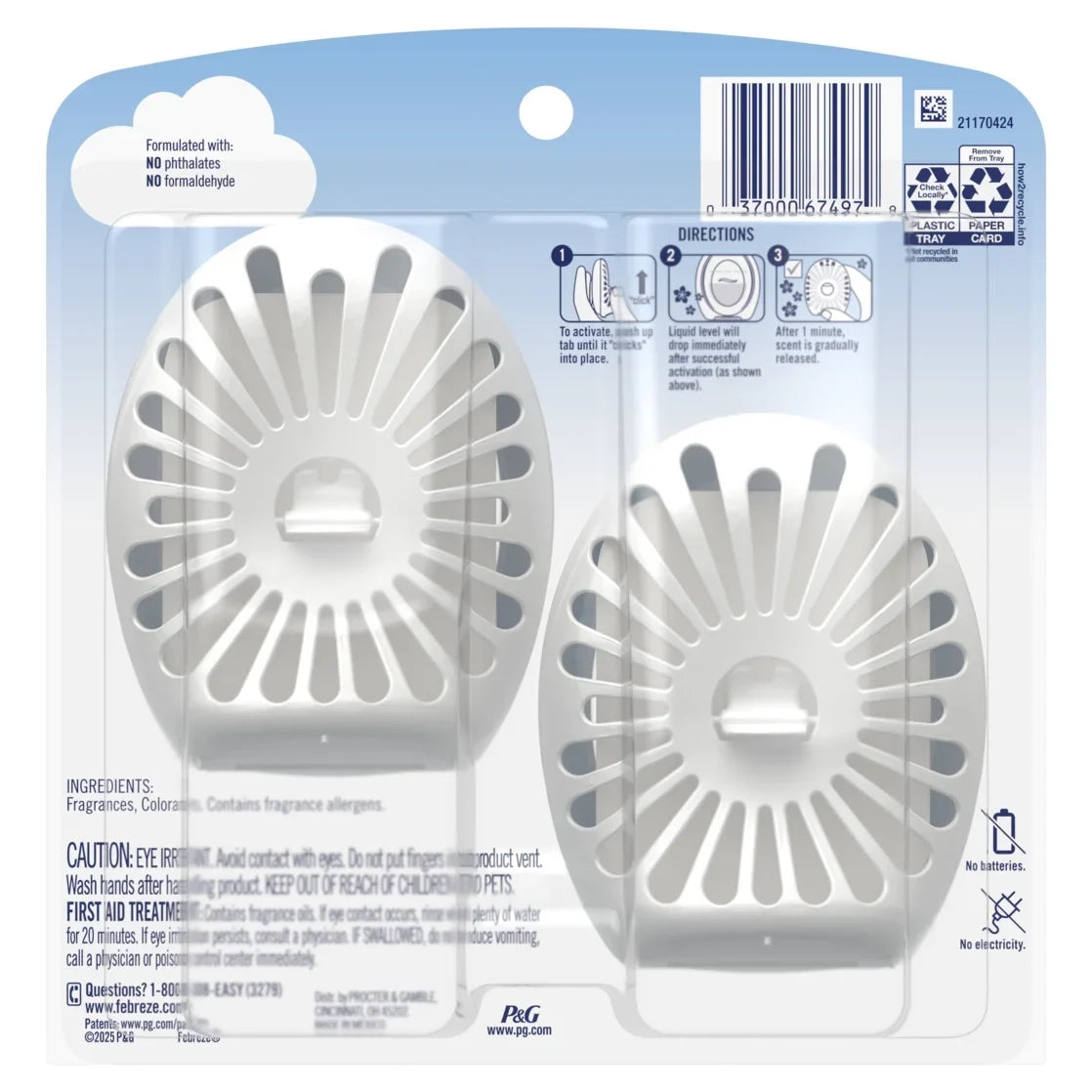 Febreze Bath Air Freshener, Odor-Fighting Ocean Scent, 2 Count