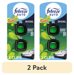 Febreze AUTO Car Air Freshener, Odor-Fighting Car Vent Clip, Gain Original, 2 Count