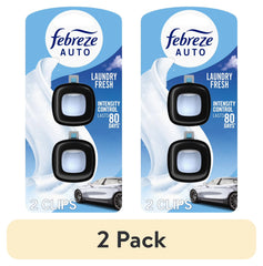 Febreze AUTO Car Air Freshener, Odor-Fighting Car Vent Clip, Laundry Fresh, 2 Count