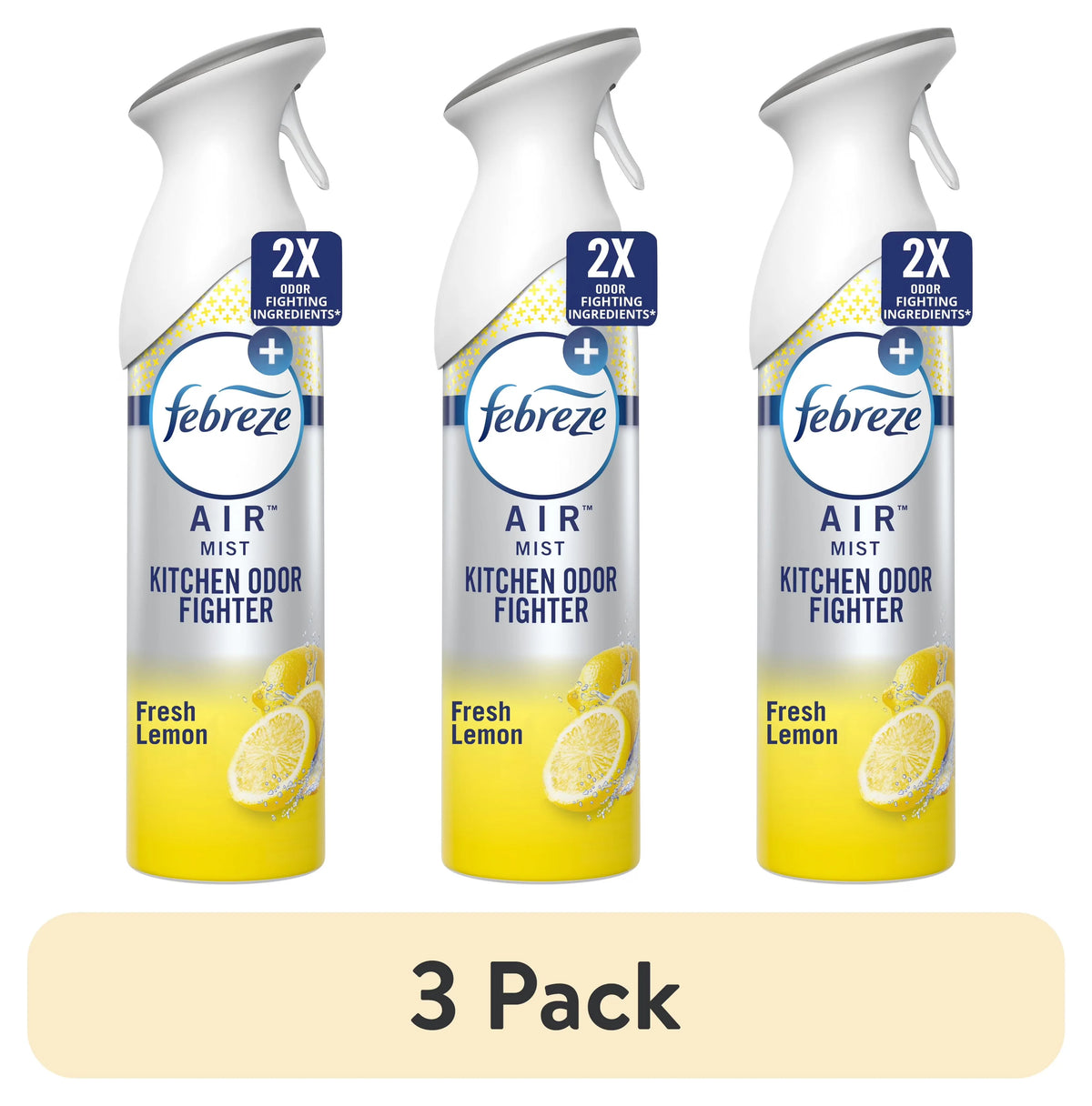 (3 pack) Febreze Air Freshener Spray, Odor-Fighting Room Spray, Lemon, Kitchen Odor Fighter, 8.8oz