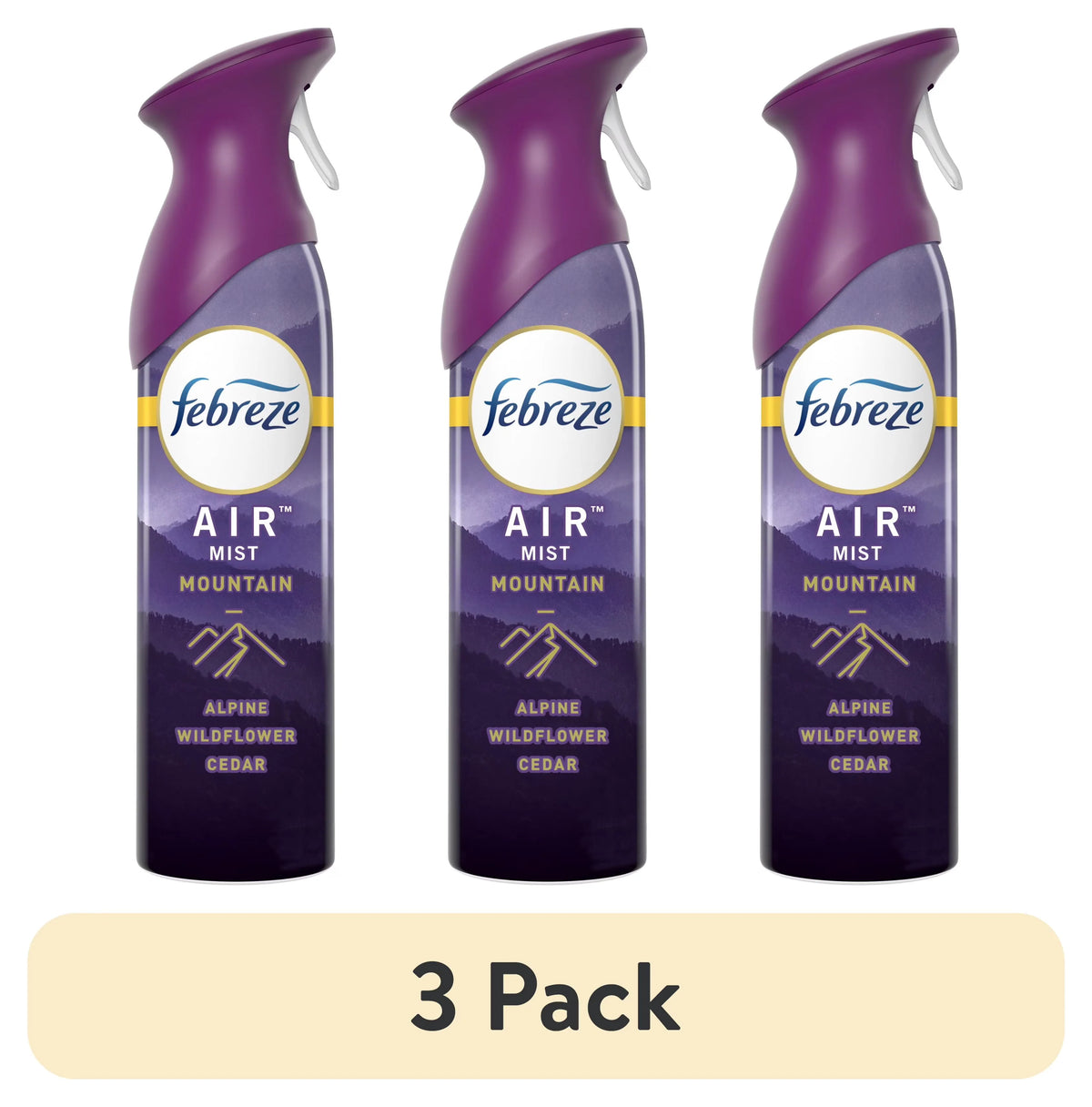 (3 pack) Febreze Air Freshener Spray, Odor-Fighting Room Spray, Mountain, 8.8oz, 2 Count