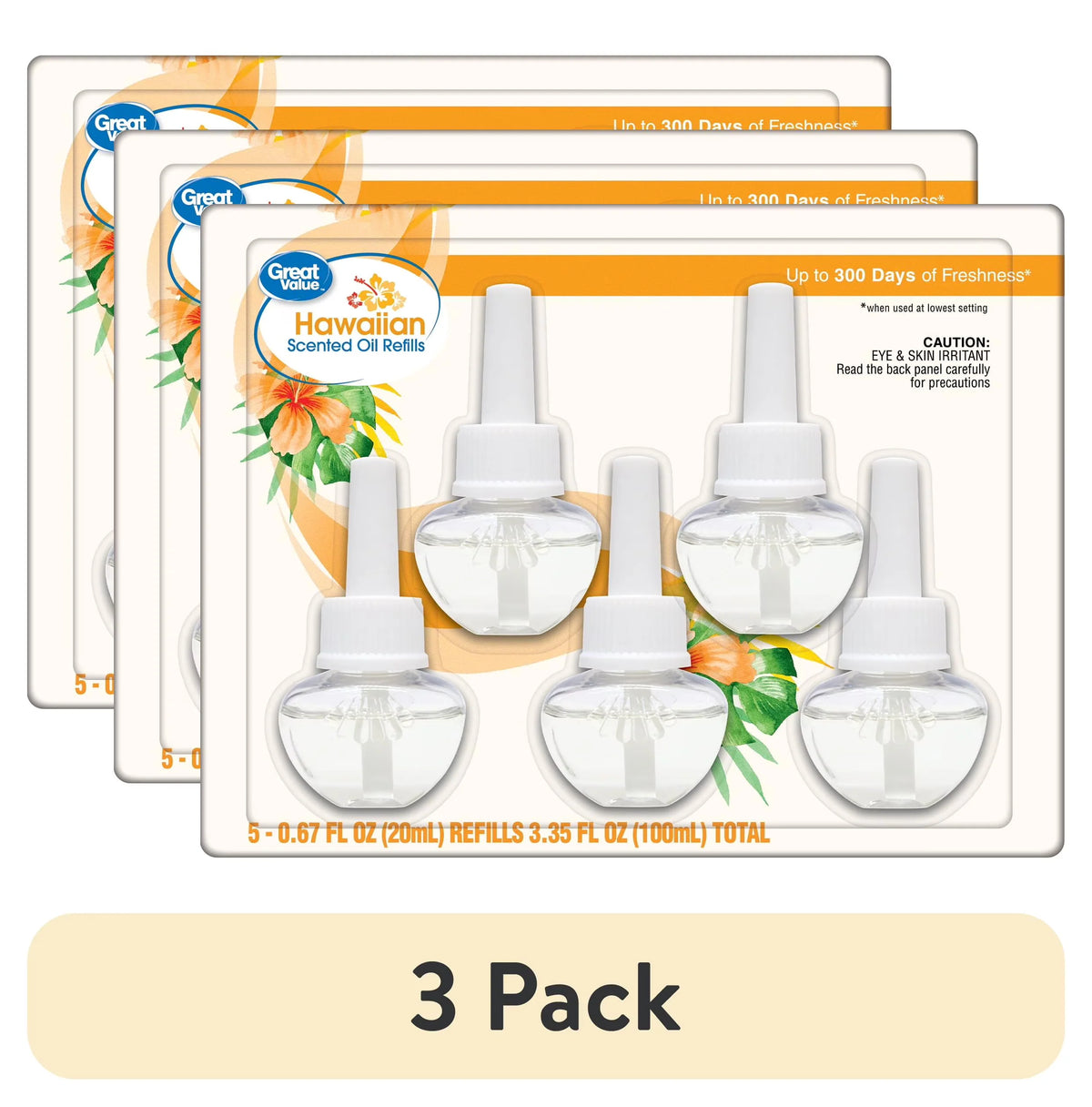 Great Value Hawaiian Plug-In Air Freshener Refills, 5 Count, Up to 300 Days of Freshness