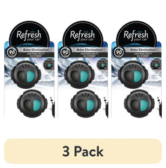 Refresh Your Car Mini Diffuser Car Air Fresheners, Lightning Bolt / Ice Storm Scent, 2 Pack