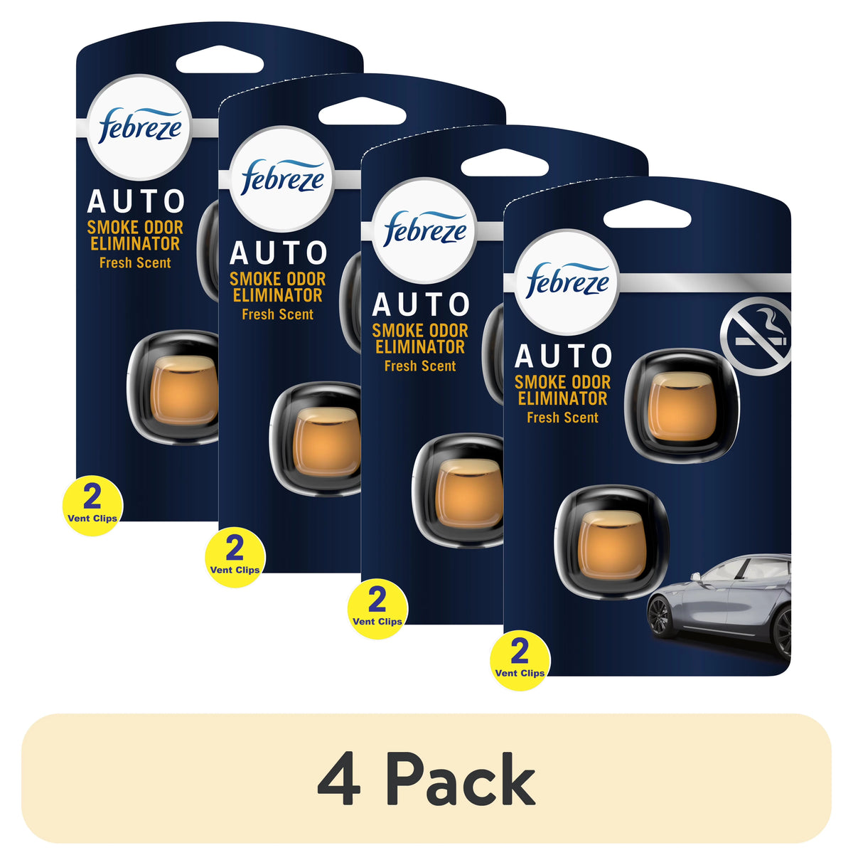 Febreze AUTO Car Air Freshener, Odor-Fighting Car Vent Clip, Smoke Odor Fighter, 2 Count