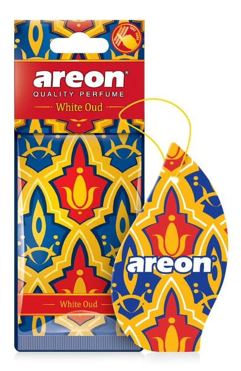 AREON Orient Car Air Freshener I Oriental Perfume Hanging 2D I White Oud Scent (Pack of 3)