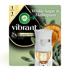 Air Wick Vibrant Plug-In Scented Oil Air Freshener Warmer Starter Kit, White Sage and Mahogany, 2 Piece