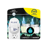 Febreze Air Freshener Plug In, Wall Diffuser, Plug in Air Fresheners for home, Unstopables Fresh Scent, Odor Fighter for Strong Odors, 1 Warmer + 2 Oil Refills-Ambientador enchufable