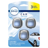 Febreze Car Odor Eliminating Air Freshener, Linen and Sky, 3 Count