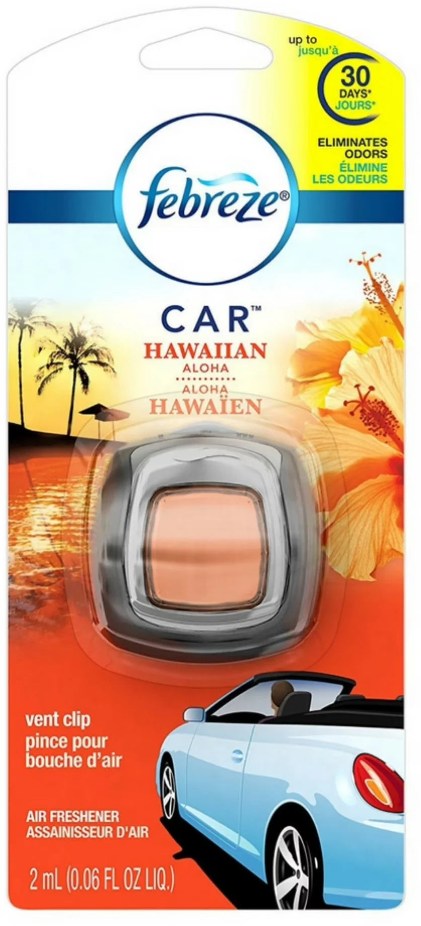 Febreze Car Vent Clip Air Freshener, Hawaiian Aloha 1 Ea (Pack of 2)