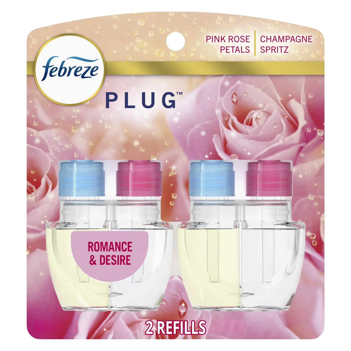 Febreze Plug In Air Freshener, Odor-Fighting Scented Oil Refill, Romance & Desire, 4 Refills Total