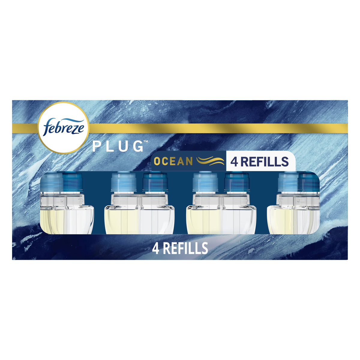 Febreze Plug In Air Freshener, Odor-Fighting Scented Oil Refill, Ocean, 4 Refills