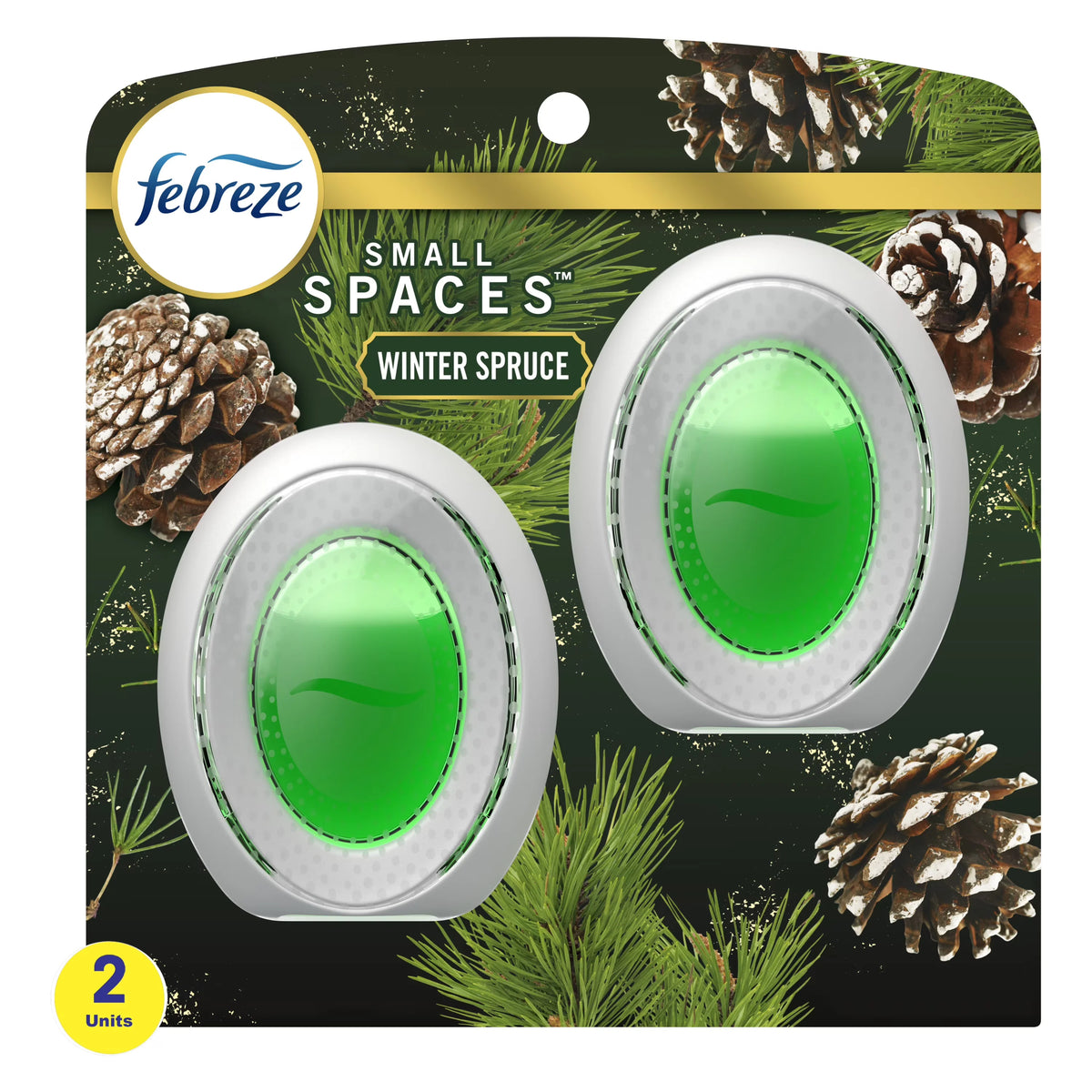 Febreze Small Spaces Holiday Air Freshener Winter Spruce Scent, .25 oz each, Pack of 2