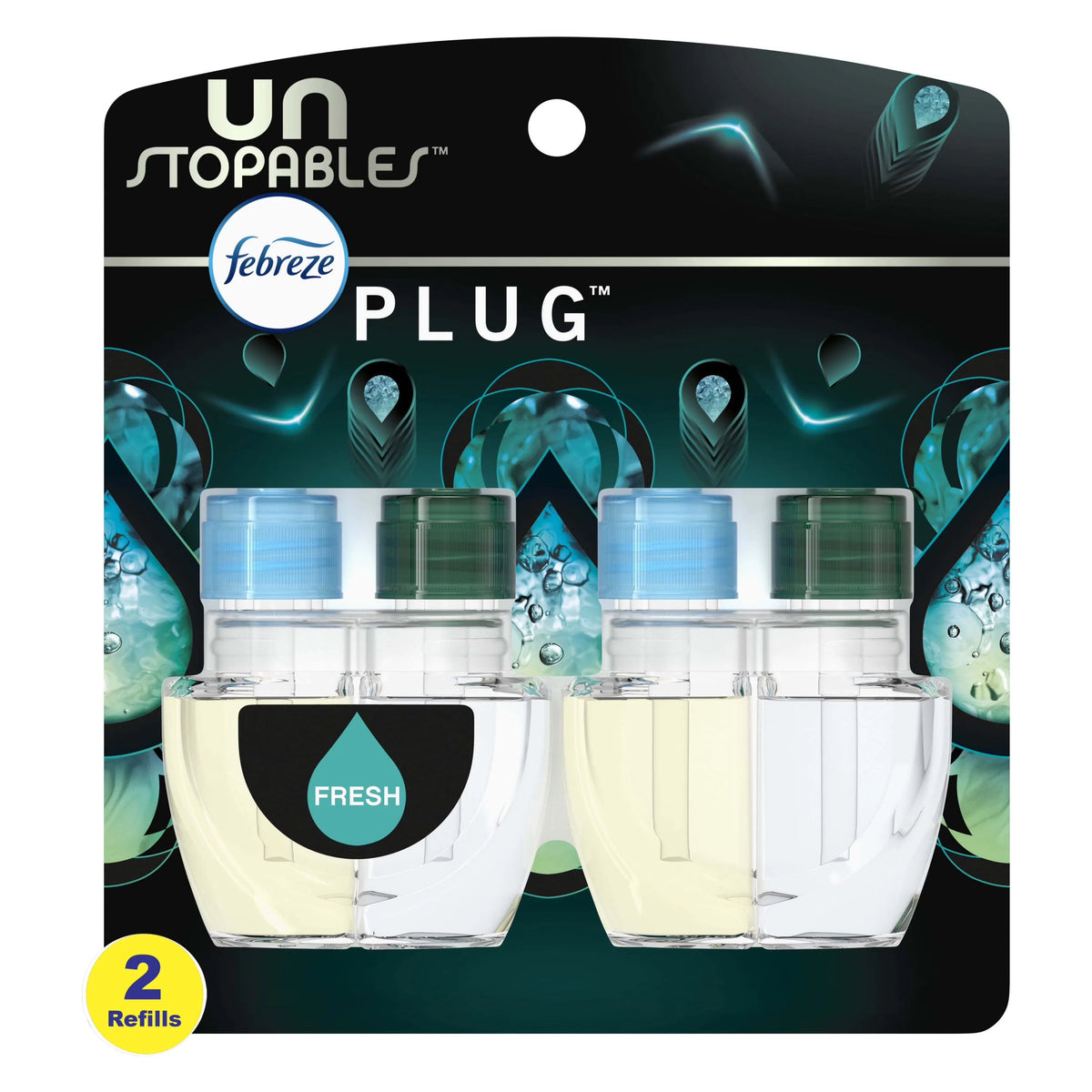 Febreze Unstopables Plug In Air Freshener, Odor-Fighting Scented Oil Refill, Fresh, 2 Refills