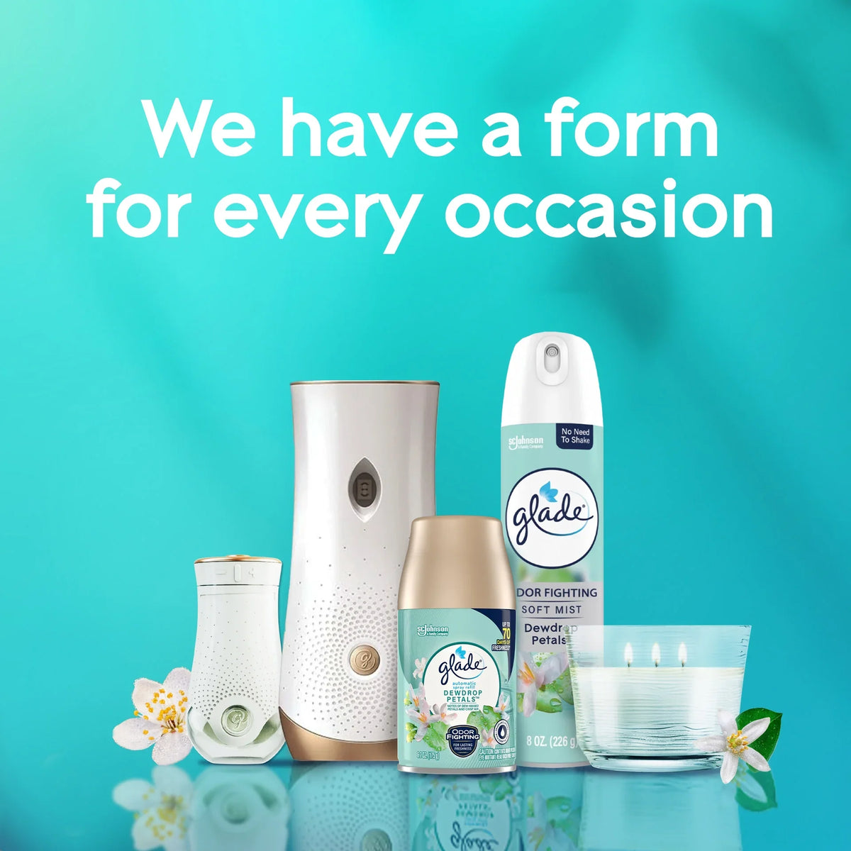 Glade Automatic Spray Air Freshener Refill, Dewdrop Petals, 6.2oz 1pk