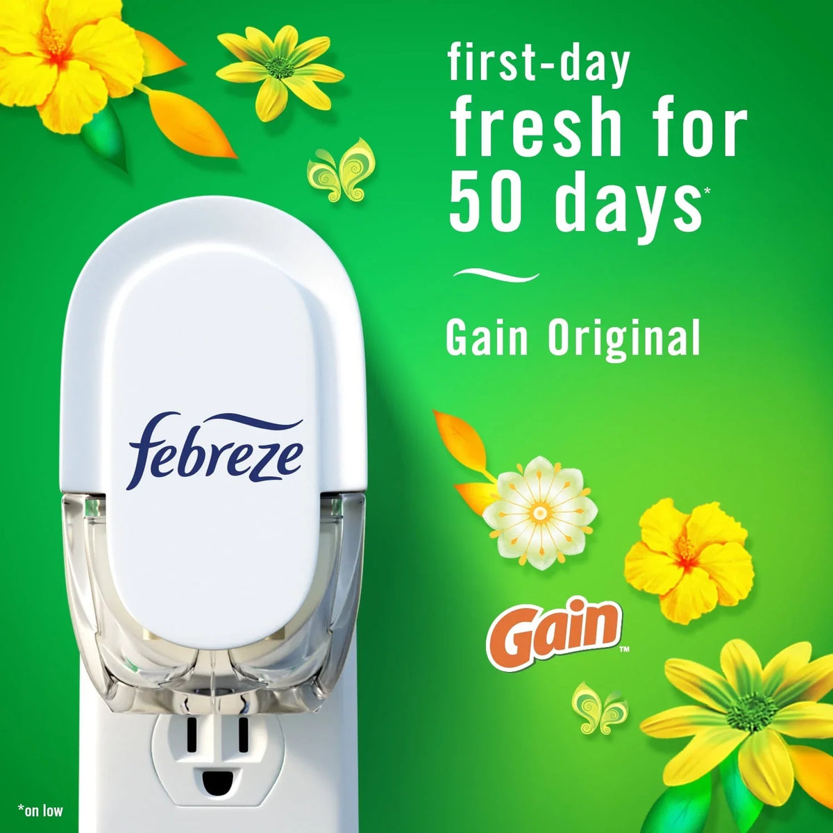 Febreze Plug In Air Freshener, Odor-Fighting Scented Oil Refill, Gain Scent, 4 Refills