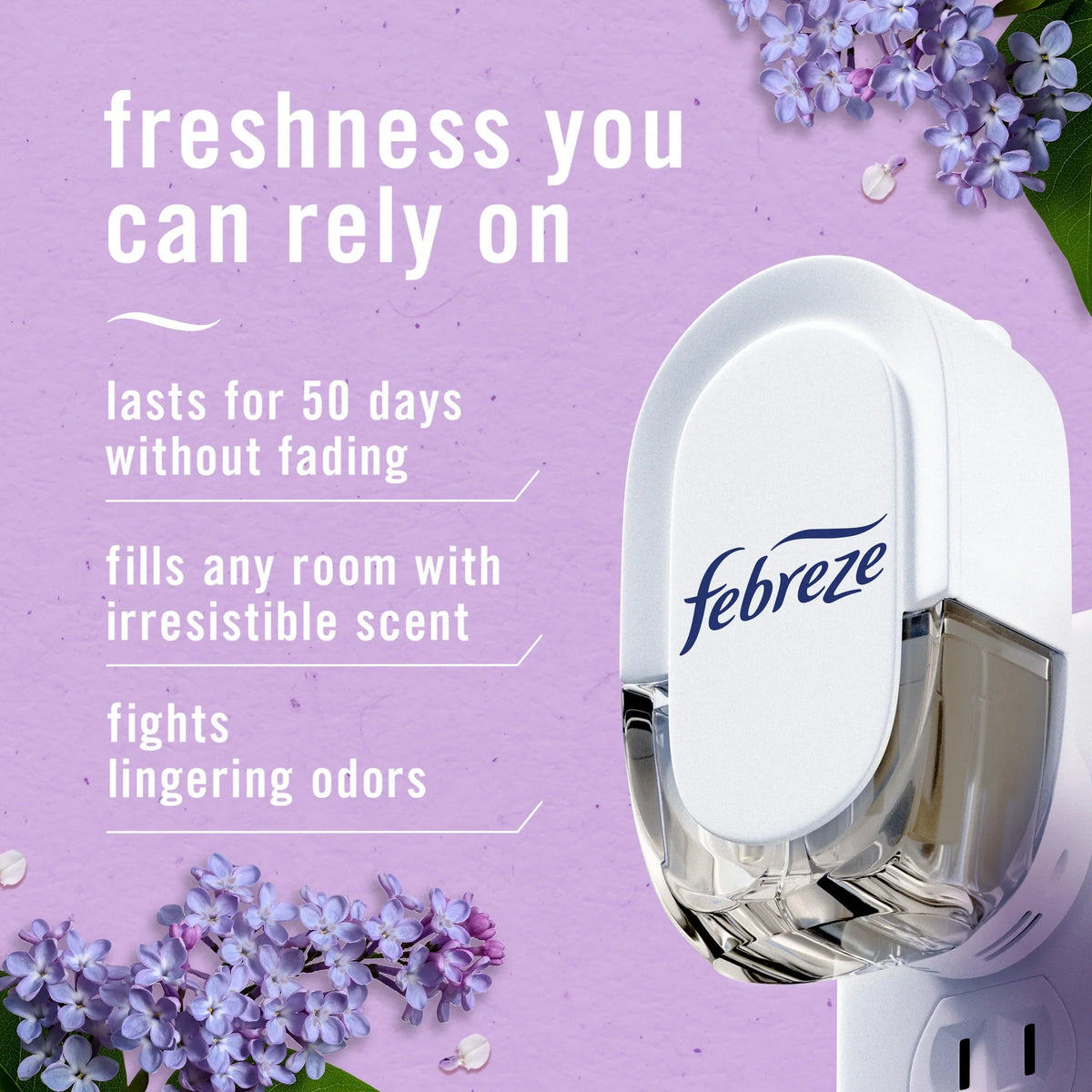 Febreze Plug In Air Freshener Scented Oil Refill Lilac Sunrise, 3 Count