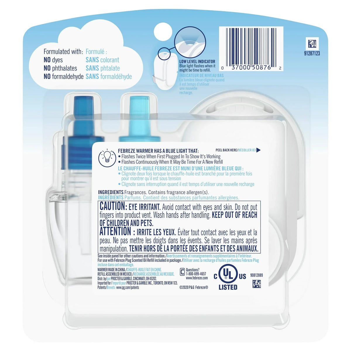 Febreze Plug In Air Freshener, Odor-Fighting Scented Oil Starter Kit, Ocean Scent, Warmer + 1 Refill