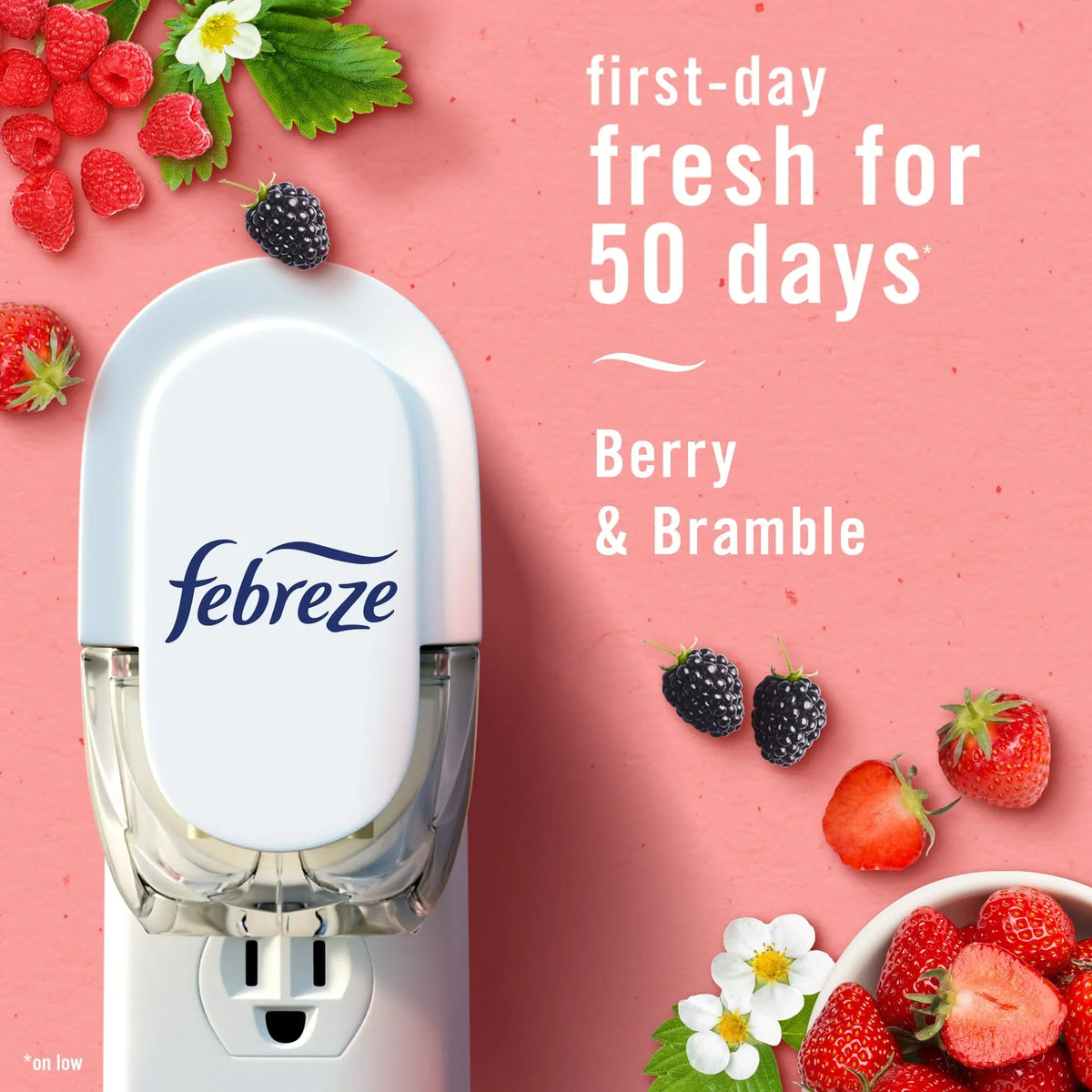 Febreze Plug In Air Freshener, Odor-Fighting Scented Oil Refill, Berry & Bramble, 2 Refills