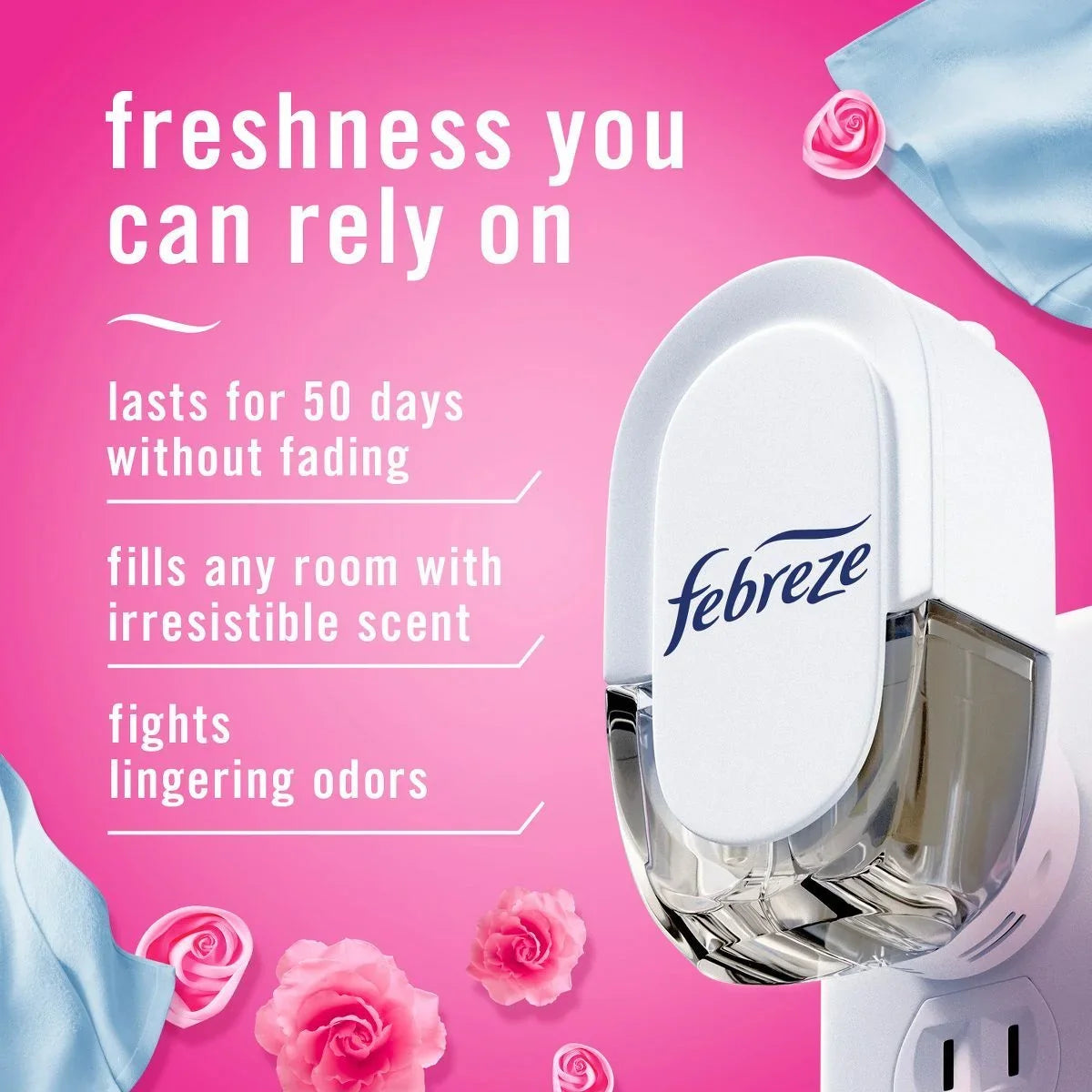 2X - Febreze Odor-Fighting Fade Defy Plug Air Freshener Refill - Downy April Fresh - 0.87 fl oz/3pk