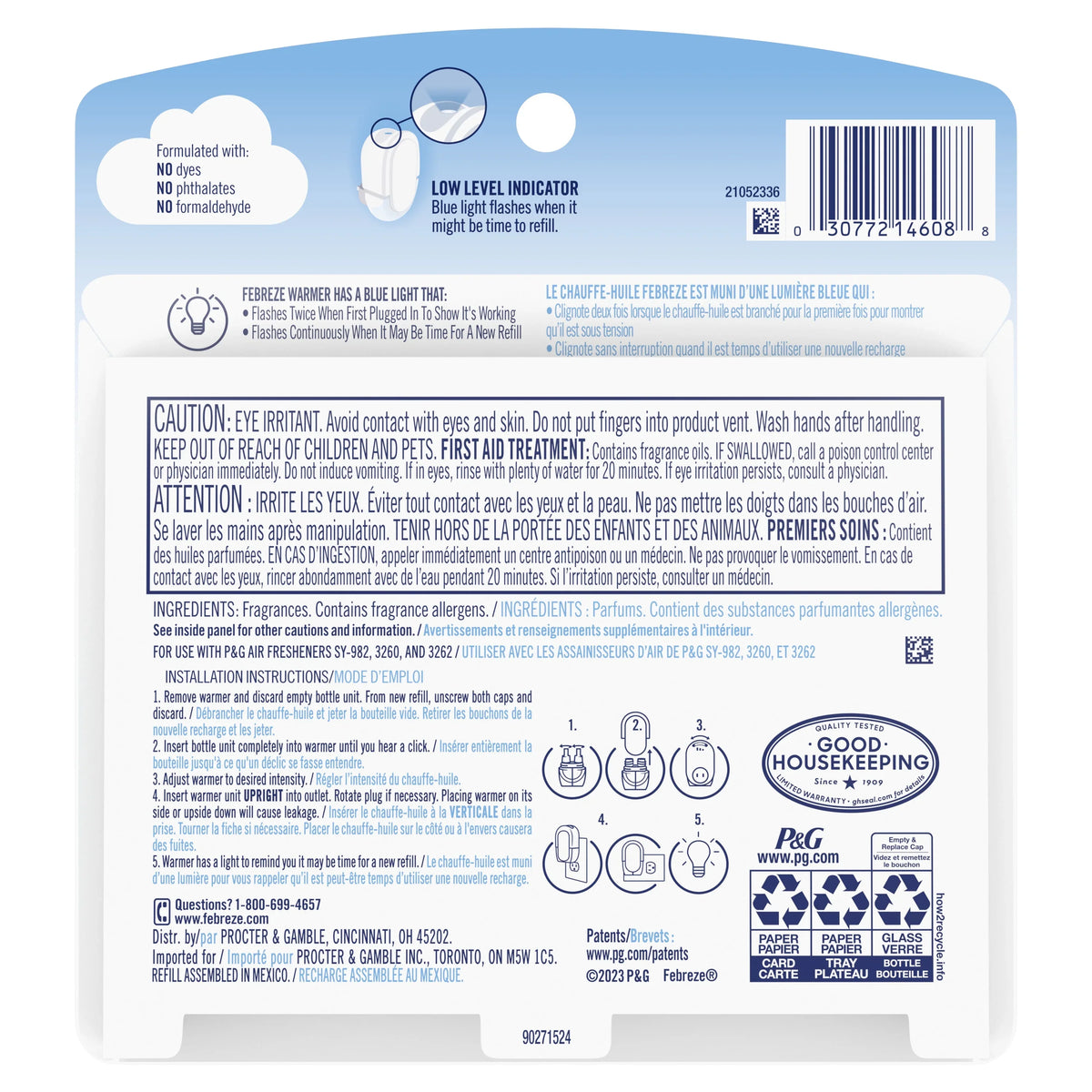(3 pack) Febreze Plug In Air Freshener, Odor-Fighting Scented Oil Refill, Rainforest, 2 Refills