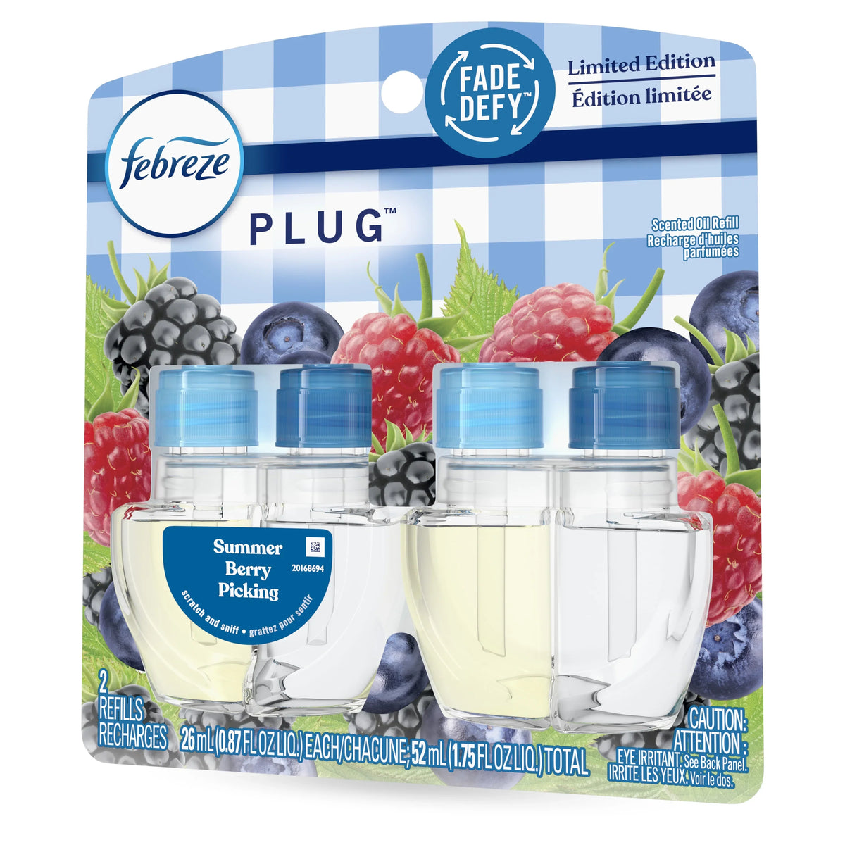 Febreze Plug In Air Freshener, Odor-Fighting Scented Oil Refill, Summer Berry Picking, 2 Refills