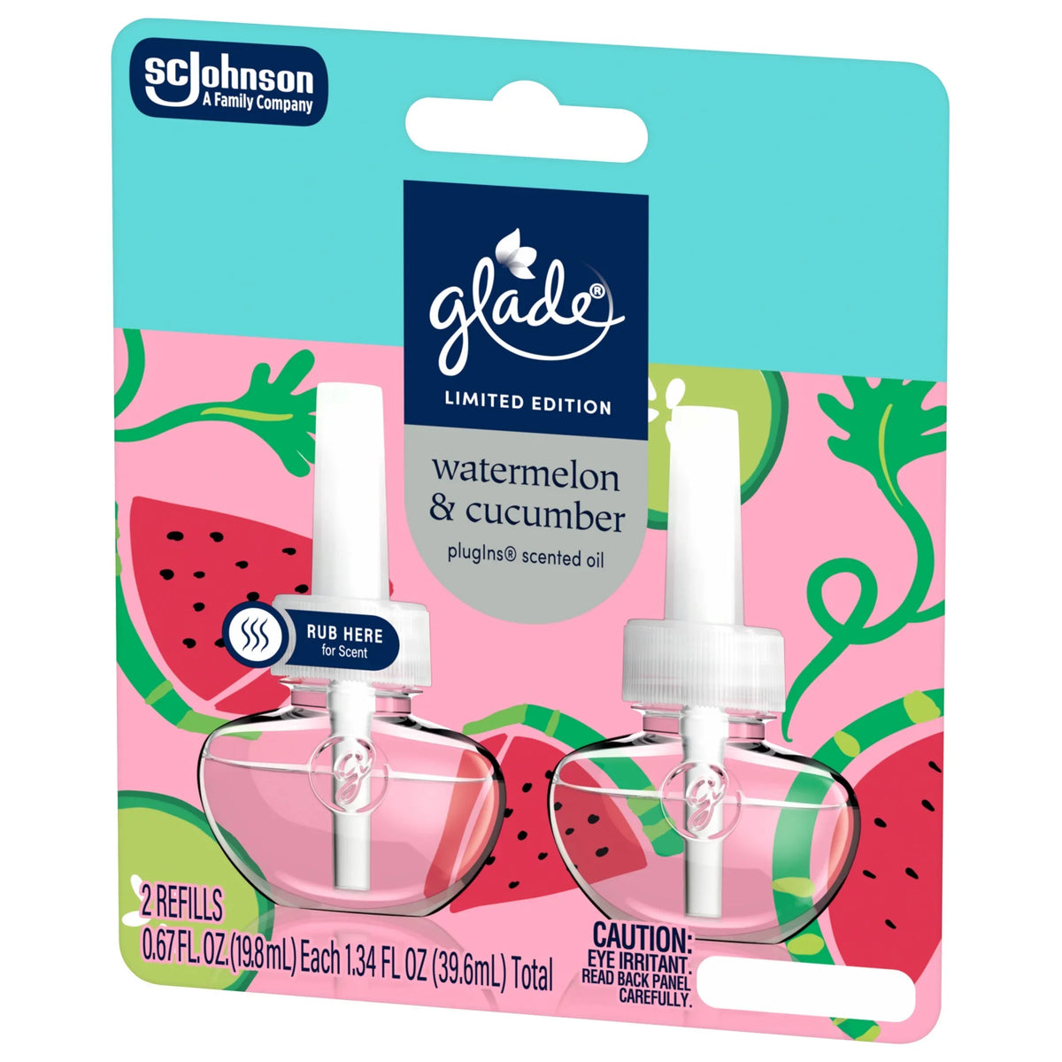 Glade® PlugIns®, Watermelon & Cucumber Scented Oil, 1.34 oz, 2 Count