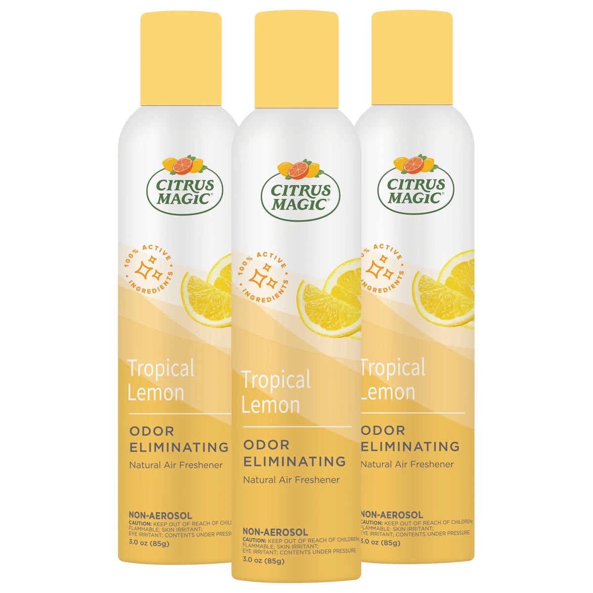 Citrus Magic Odor Eliminating Air Freshener Spray, Tropical Lemon, 3-Ounce, Pack of 3