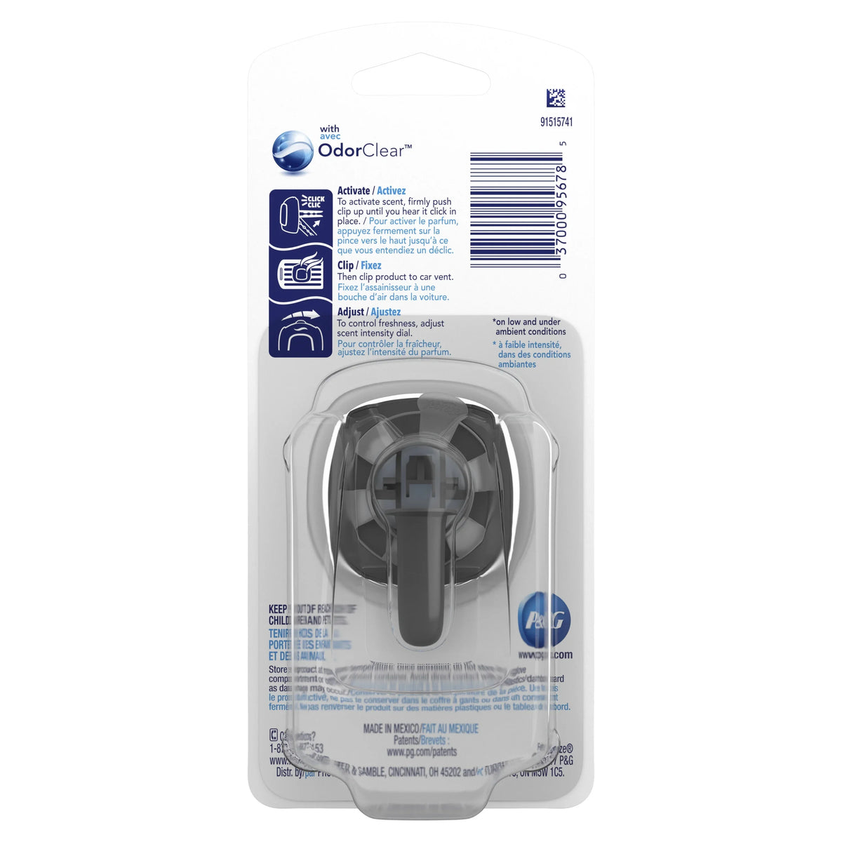 Febreze Car Odor-Fighting Air Freshener Vent Clip with Gain Scent, Island Fresh, 1 count