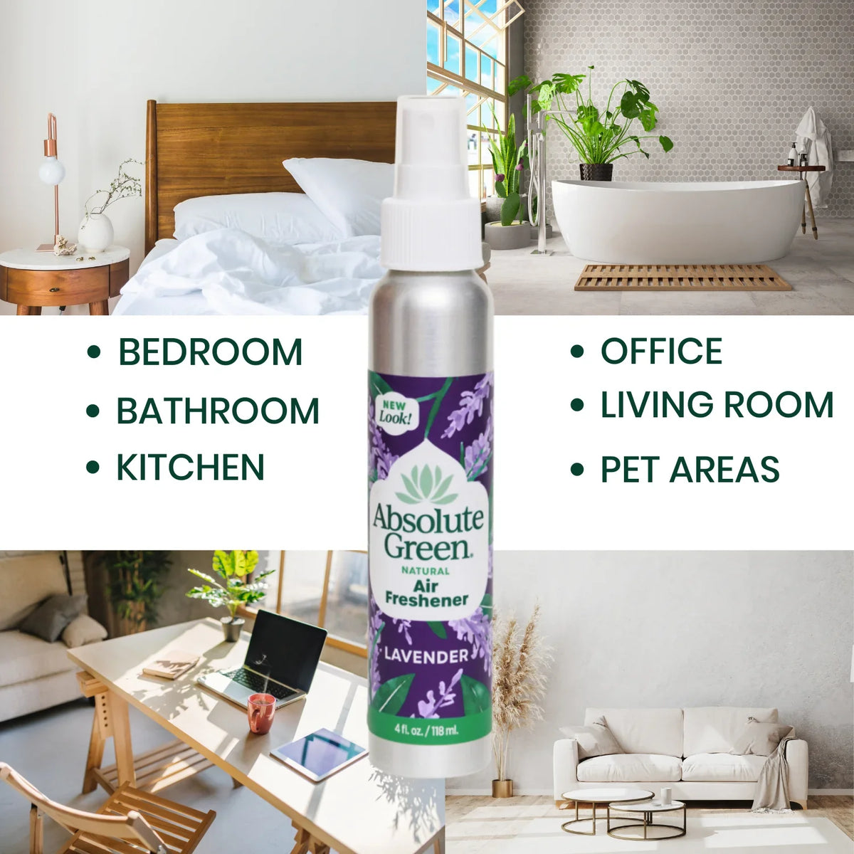 Absolute Green Air Freshener Room Spray, Covers Odors,  Lavender Scent,  (2 Count) 4oz
