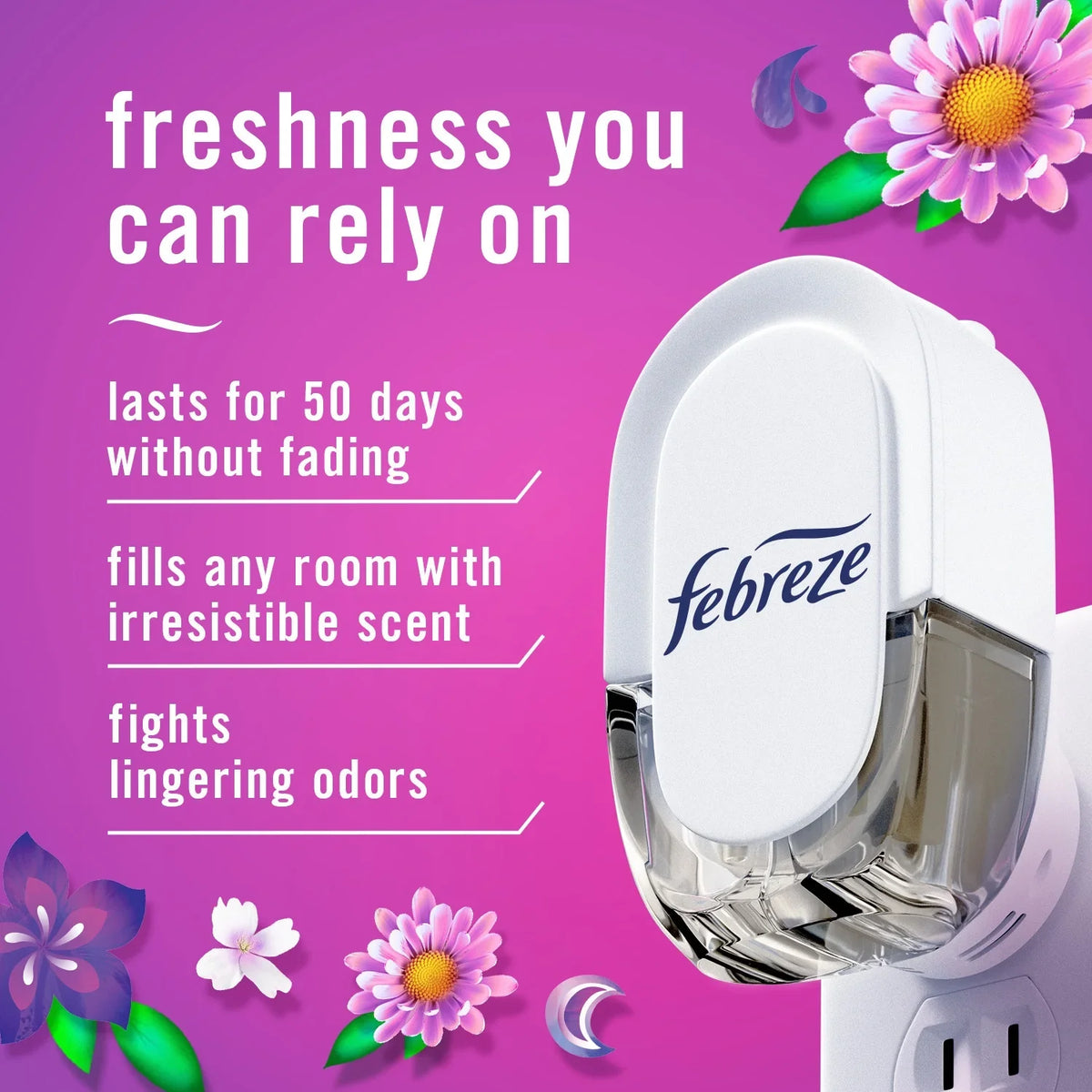 Febreze Plug In Air Freshener, Odor-Fighting Scented Oil Refill, Gain Moonlight Breeze, 2 Refills