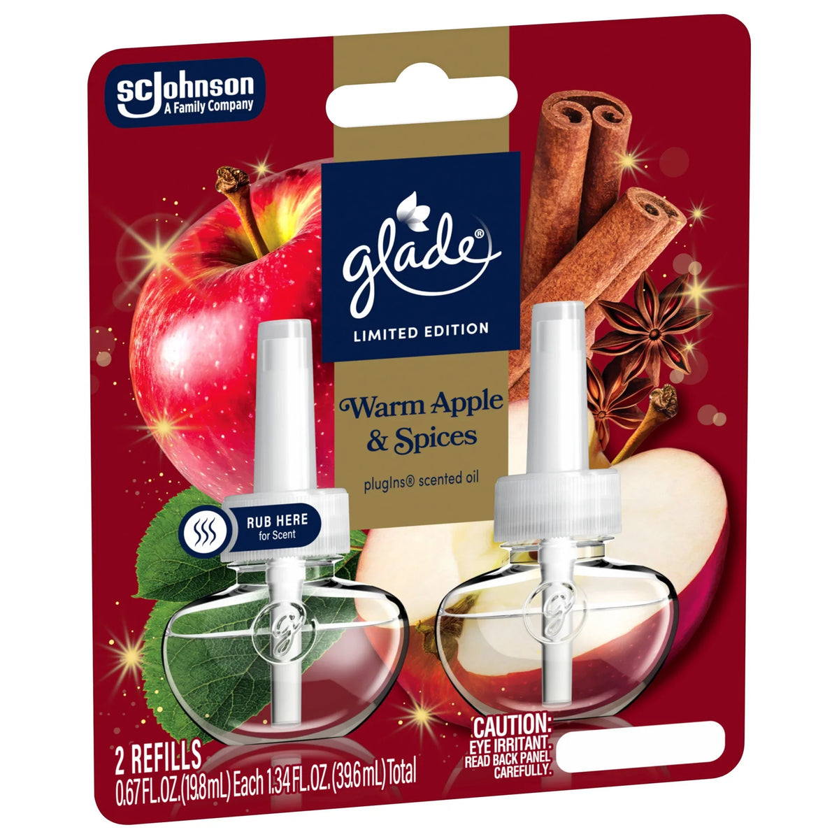 Glade® PlugIns® Refills Air Freshener, Warm Apple & Spices, 1.34oz., 2 Count
