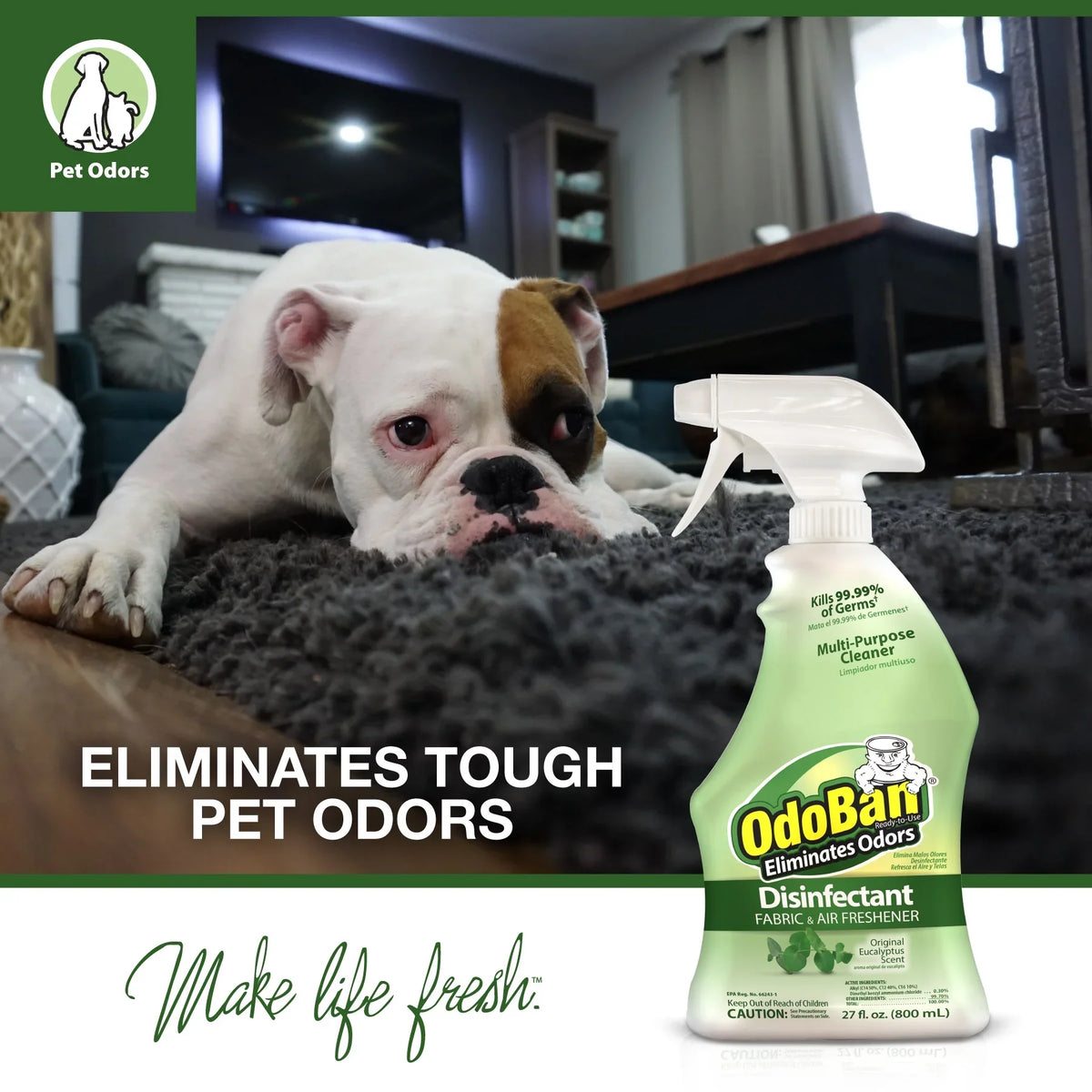 OdoBan Original Eucalyptus Scent Disinfectant Fabric & Air Freshener, 27 fl oz