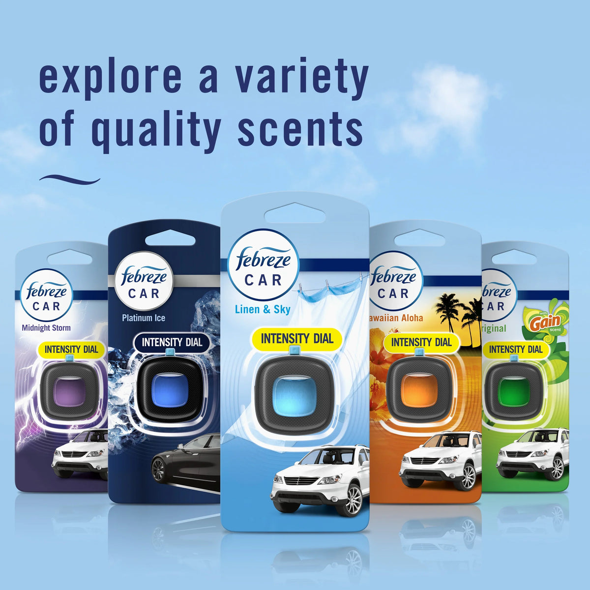 Febreze Car Air Freshener Vent Clip, Linen & Sky, 1 Count