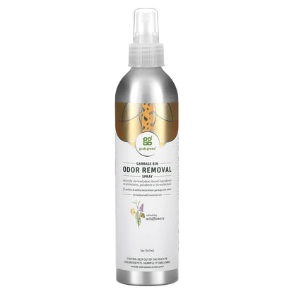 Grab Green Garbage Bin Odor Removal Spray, Refreshing Wildflowers, 5 oz (147 ml)