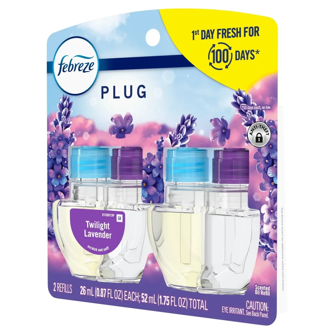 Febreze Plug In Air Freshener, Odor-Fighting Scented Oil Refill, Twilight Lavender Scent, 2 Refills