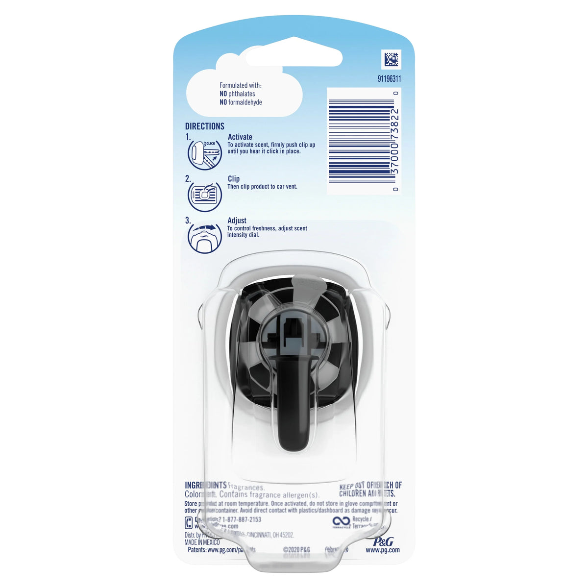 Febreze Unstopables Car Odor-Fighting Car Freshener Vent Clip Fresh, .07 fl oz. Car Vent Clip