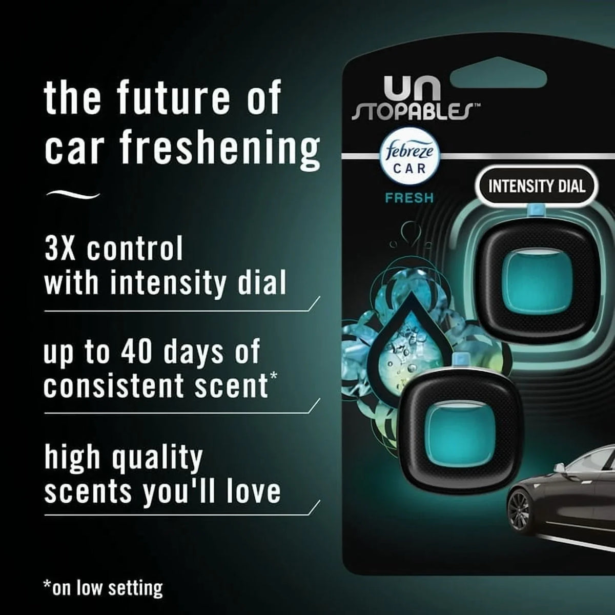 Febreze Car Air Freshener, Odor-Fighting Car Vent Clip, Unstopables Fresh, 2 Count ( 2 Pack )