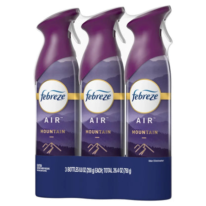 Febreze Air Freshener Spray Mountain Scent, Odor-Fighting, 8.8oz, 3 Count