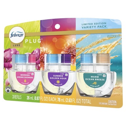 Febreze Plug In Air Freshener Scented Oil Refill Premium Spring Mix, 3 Count