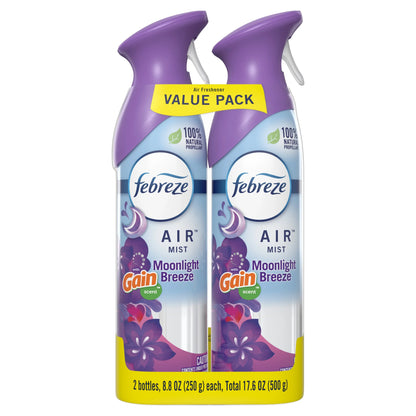 Febreze Air Freshener Spray, Odor-Fighting Room Spray, Gain Moonlight Breeze, 8.8oz, 2 Count