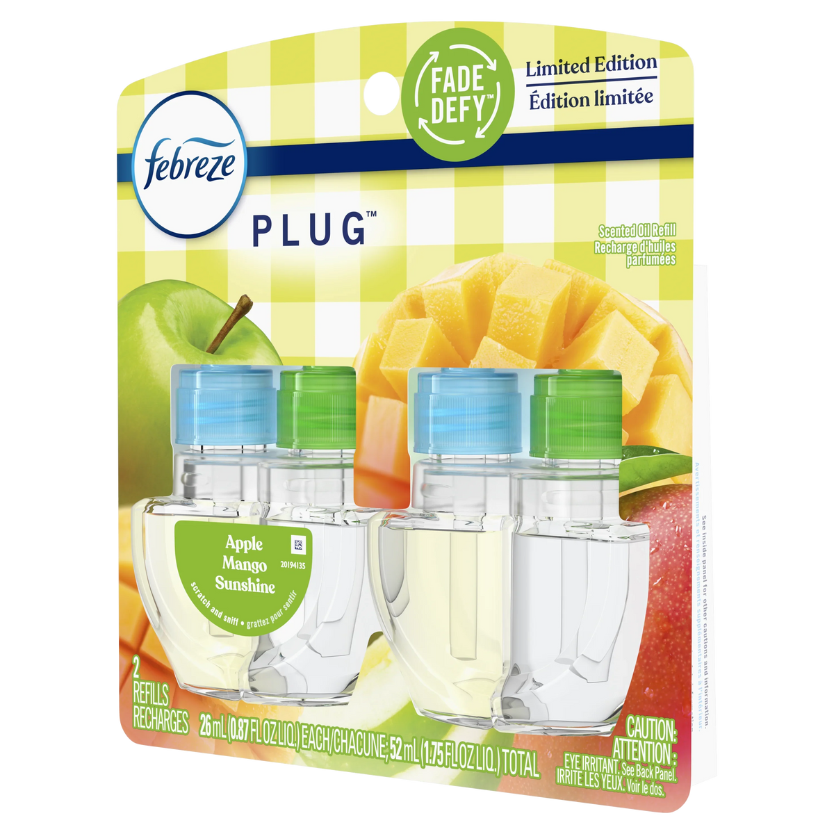 (3 pack) Febreze Air Freshener PLUG Refills, Apple Mango Sunrise, 1.75 fl oz