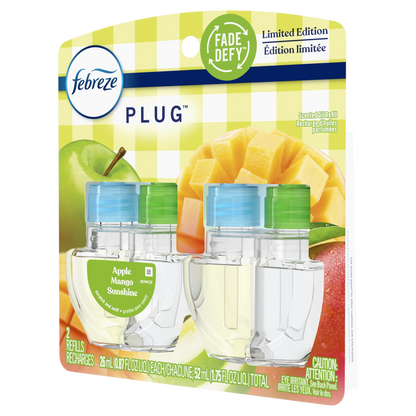 (3 pack) Febreze Air Freshener PLUG Refills, Apple Mango Sunrise, 1.75 fl oz